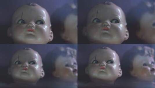 恐怖的陶瓷娃娃特写高清在线视频素材下载