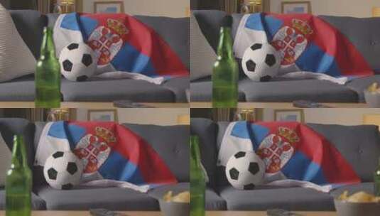 国旗挂在家里的沙发上高清在线视频素材下载