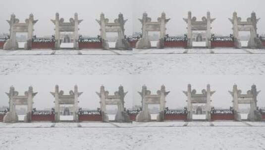 大雪天气中的天坛公园祈年殿回音壁圜丘高清在线视频素材下载