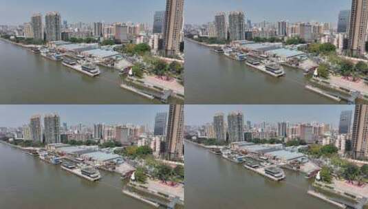 航拍广州太古仓著名码头景点高清在线视频素材下载