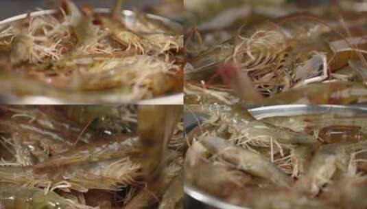 鲜虾活虾海鲜大虾 海虾对虾大虾制作高清在线视频素材下载