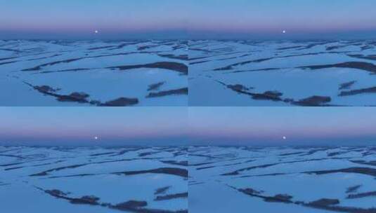 航拍月光下的雪域雪原风光高清在线视频素材下载