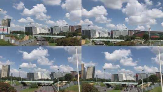 沈阳城市街道夏天城市建筑汽车高架桥高清在线视频素材下载