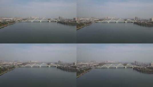 南阳白河卧龙大桥航拍13高清在线视频素材下载