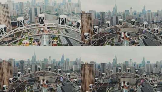 航拍上海大悦城摩天轮高清在线视频素材下载