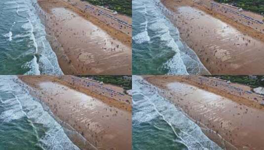 青岛海水浴场青岛金沙滩高清在线视频素材下载