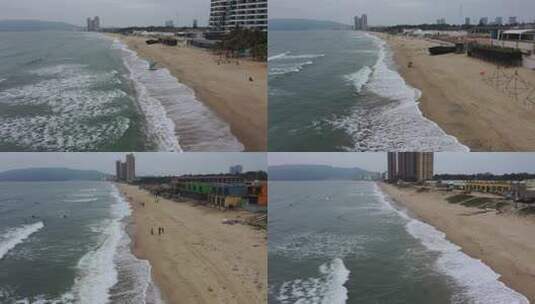 海浪沙滩海浪拍打沙滩航拍旅拍素材潮汐高清在线视频素材下载