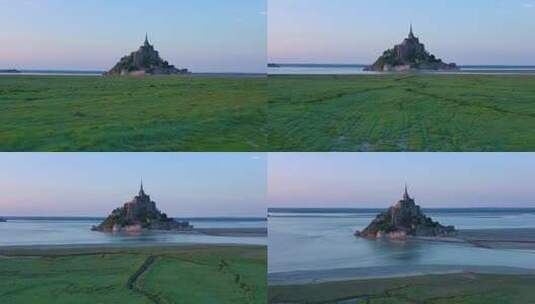诺曼底圣米歇尔山城堡高清在线视频素材下载