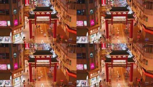 香港庙街牌坊夜市街景高清在线视频素材下载