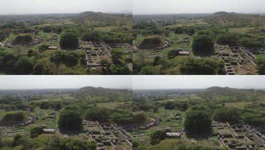巴基斯坦塔克西拉古迹遗迹考古航拍高清在线视频素材下载