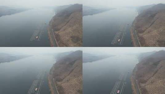 辽宁G331鸭绿江中朝边境公路航拍风光高清在线视频素材下载