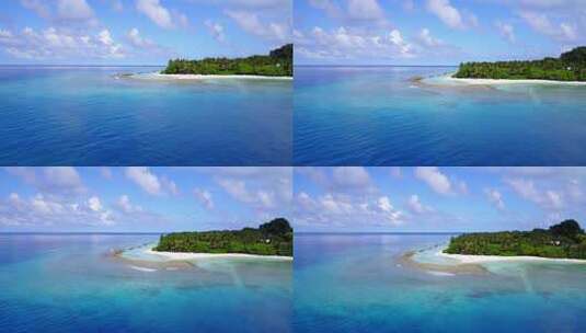 日间无人机干净的阳光白色沙滩天堂海滩和水蓝色的水背景高清在线视频素材下载