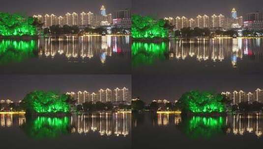 芜湖大镜湖夜景高清在线视频素材下载