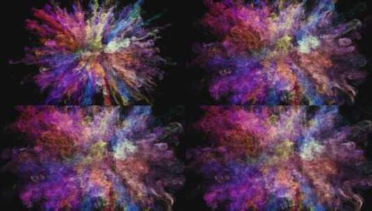绚丽彩色粒子粉末爆炸五彩烟雾粒子流体特效高清在线视频素材下载