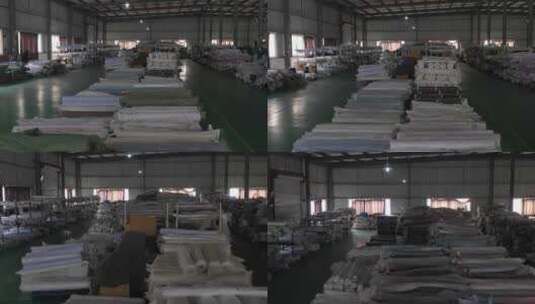 工厂仓库内部航拍库房物流运输高清在线视频素材下载