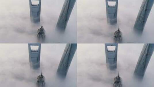 上海陆家嘴平流层大气云端航拍高清在线视频素材下载