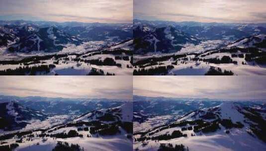 冬天的雪山美景高清在线视频素材下载