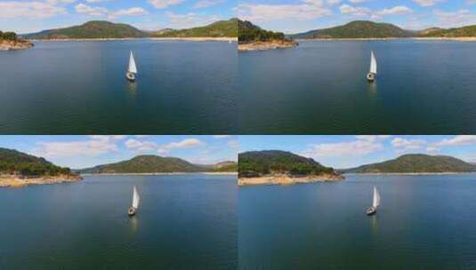湖中航行的帆船高清在线视频素材下载