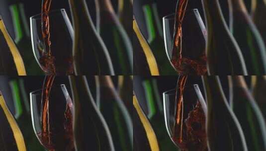 红酒倒入酒杯的特写镜头高清在线视频素材下载
