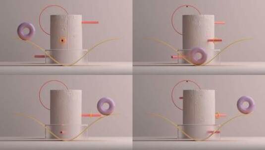 圆柱旋转圆环滚动3D动画高清在线视频素材下载