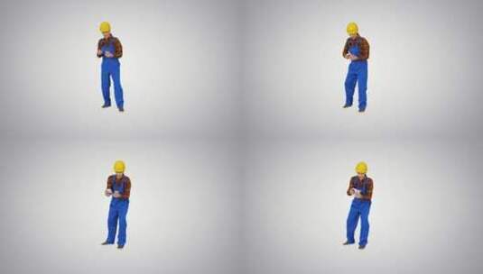 建筑工人数着薪水跳滑稽地跳舞高清在线视频素材下载
