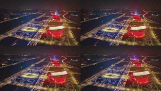 郑州常西湖新区CCD夜景航拍高清在线视频素材下载