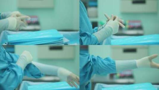 护士戴手术手套高清在线视频素材下载