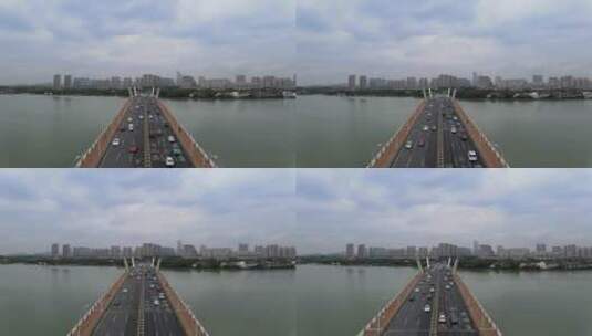 无锡蠡湖大桥车流航拍视频高清在线视频素材下载