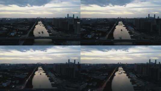 京杭大运河延时4K航拍高清在线视频素材下载