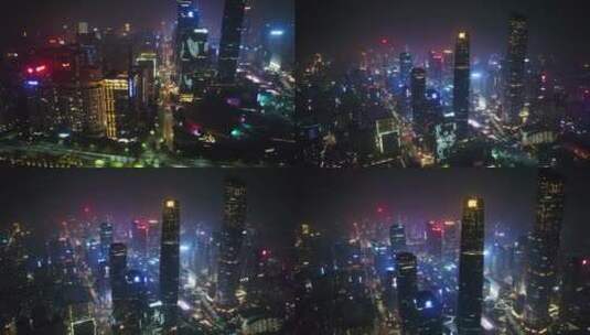 2022广州珠江新城夜景天环广场猎德大桥灯光高清在线视频素材下载