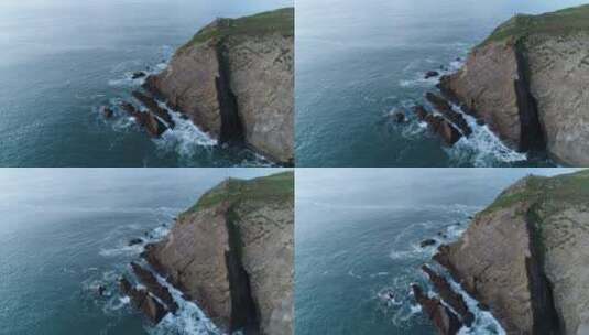 海浪拍打崖岸高清在线视频素材下载