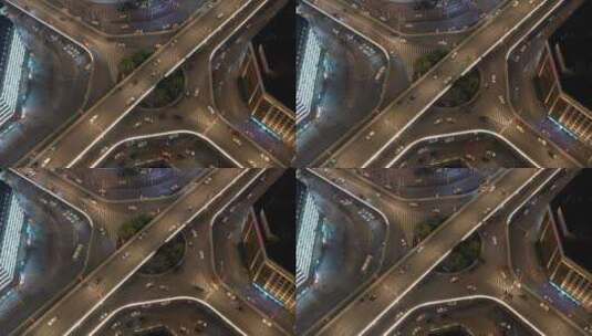 武汉市航空路立交桥夜景航拍高清在线视频素材下载