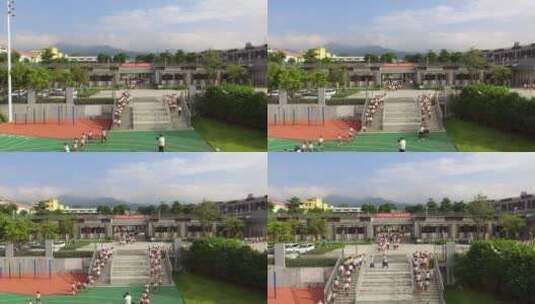 无人机拍摄小学校园运动会素材高清在线视频素材下载