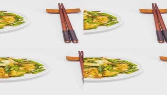 韭菜炒荷包蛋菜品美食4k竖版视频高清在线视频素材下载
