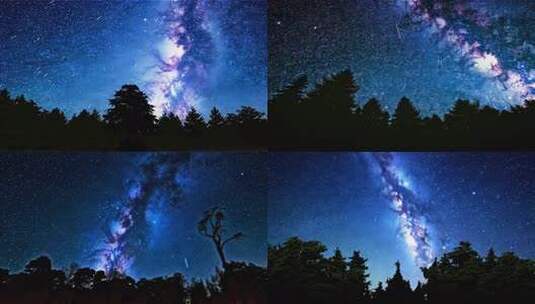 夜空星空与树木景观高清在线视频素材下载