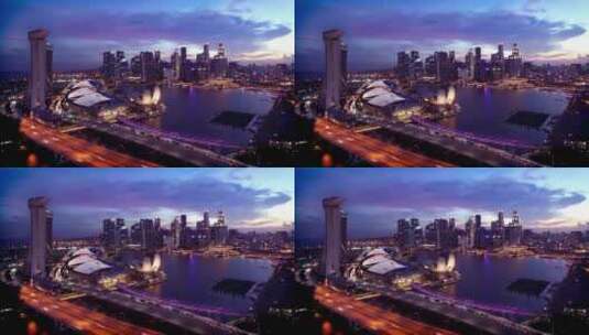 新加坡商务区夜景高清在线视频素材下载