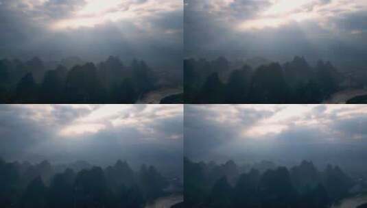 桂林漓江山水片头航拍延时风光风景日出片头高清在线视频素材下载