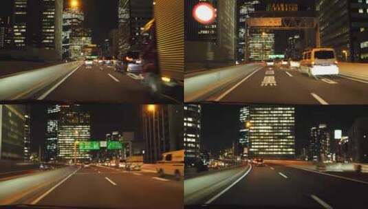 夜晚行驶在城市街道高清在线视频素材下载