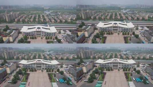 安徽滁州北站火车站交通建筑航拍高清在线视频素材下载
