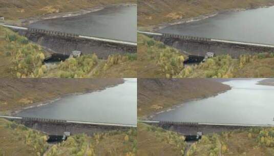 苏格兰西北高地克鲁兰尼湖上克鲁兰尼大坝的鸟瞰图高清在线视频素材下载