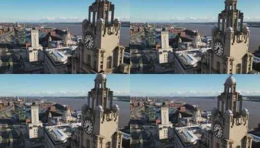 4K航拍英国英格兰利物浦市区高清在线视频素材下载