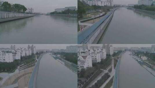 半马苏河 河边的房子 上海 航拍高清在线视频素材下载