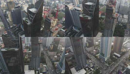 航拍绕行曼谷的摩天大楼高清在线视频素材下载