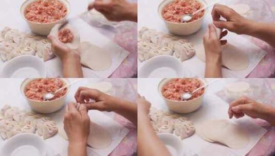 包饺子实拍素材高清在线视频素材下载