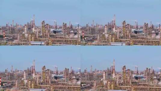 大型石油化工企业石化总厂炼油厂黄昏航拍高清在线视频素材下载