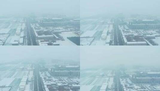 河北省石家庄市航拍城市道路雪景高清在线视频素材下载