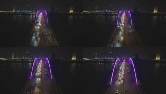 城市晚高峰车流穿梭桥梁高清在线视频素材下载