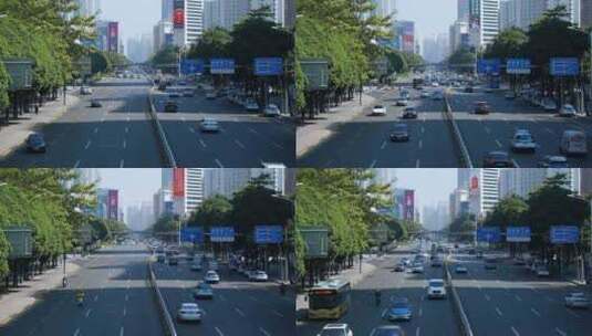 深圳车流延时城市道路交通深南大道车来车往高清在线视频素材下载