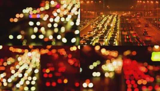 北京城市夜景车流灯光开车拥堵车水马龙高清在线视频素材下载