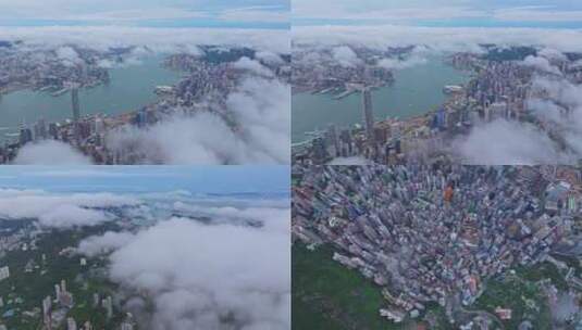 香港太平山航拍中环高清在线视频素材下载